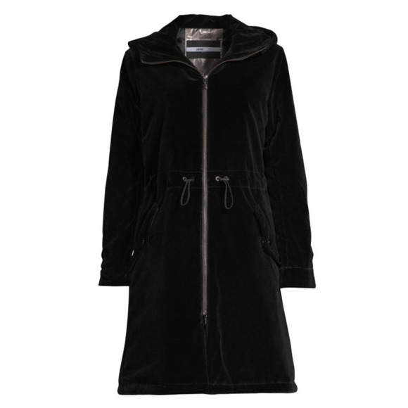 NWT JANE POST BLACK VELVET HOODED RAIN PARKA COAT $650 SIZE MEDIUM - Picture 6 of 14